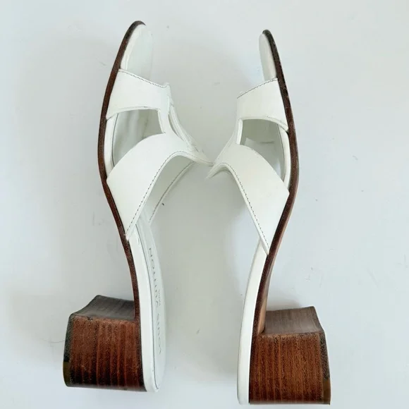 Louis Vuitton Isola LV Logo Mule Sandals White Leather Block Heel Slides EU 38.5 - Picture 5 of 11